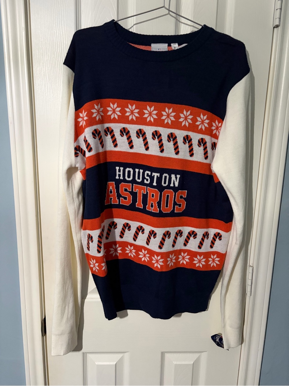 Forever Collectibles Houston Astros Navy, Orange & White Holiday Sweater